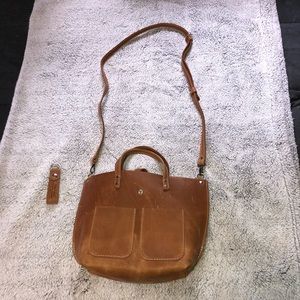 Brown faux leather crossbody purse